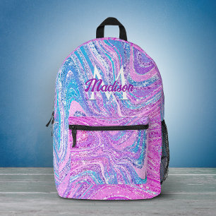 Glitzer Einhorn Regenbogen Mädchenmarmor Kunst Bedruckter Rucksack