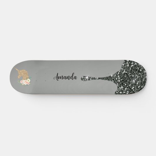 Glitzer-Einhorn Skateboard (Horizontal)