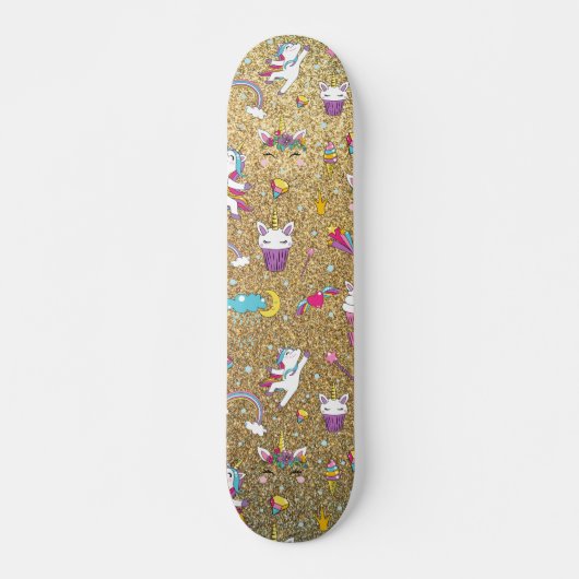 Glitzer Einhorn Skateboard (Vorne)