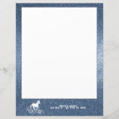 Glitzer Einhorn und Sterne | Blue Paper Sheet (Vorderseite)