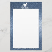 Glitzer Einhorn und Sterne | Blue Stationery Briefpapier (Vorderseite)