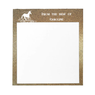 Glitzer Einhorn und Sterne Gold Notepad Notizblock