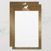 Glitzer Einhorn und Sterne | Gold Stationery Briefpapier (Vorne/Hinten)