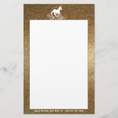 Glitzer Einhorn und Sterne | Gold Stationery Briefpapier (Vorderseite)