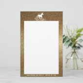 Glitzer Einhorn und Sterne | Gold Stationery Briefpapier (Stehend Vorderseite)