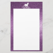 Glitzer Einhorn und Sterne | Magenta Stationery Briefpapier (Rückseite)