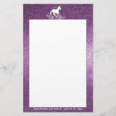 Glitzer Einhorn und Sterne | Magenta Stationery Briefpapier (Vorderseite)