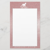 Glitzer Einhorn und Sterne | Pink Stationery Briefpapier (Vorderseite)