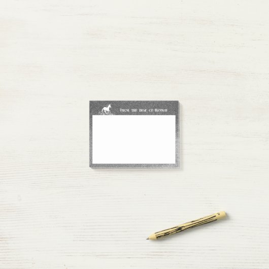 Glitzer Einhorn und Sterne | Silver Notes Post-it Klebezettel (Auf Schreibtisch)
