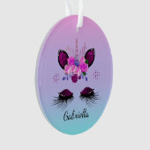 Glitzer Einhorngesicht mit Augenbrauen Personalisi Ornament (Vorderseite)