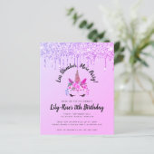 Glitzer Einhornholz Party Einladung (Stehend Vorderseite)