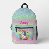 Glitzer Einhornwiese Blume Bedruckter Rucksack (Vorderseite)