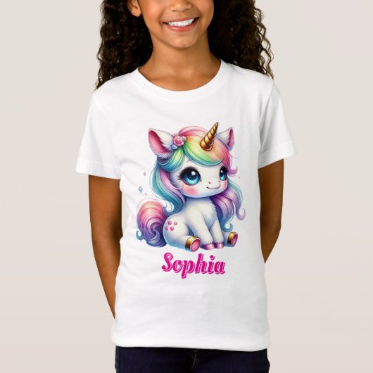 Glitzer Einicorn magischer Stern Girls T-Shirt (Vorderseite)