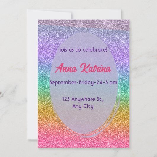 Glitzer Einladung (Vorderseite)