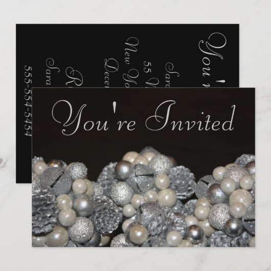 Glitzer Einladung (Vorne/Hinten)