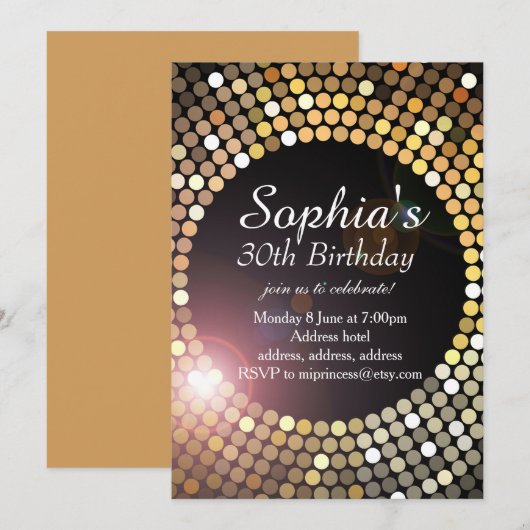 Glitzer Einladung (Vorne/Hinten)