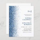 Glitzer-Einladung für eine Einmongramm-Hochzeit (Vorne/Hinten)