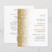 Glitzer-Einladung für eine Einmongramm-Hochzeit (Vorne/Hinten)