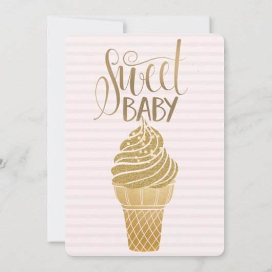 Glitzer Eiscreme gestreift Geburtstag Einladung (Rückseite)