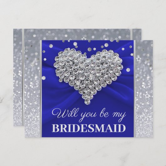 Glitzer Eleganblau wirst du meine Bridesmaid sein Postkarte (Vorne/Hinten)