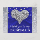 Glitzer Eleganblau wirst du meine Bridesmaid sein Postkarte (Vorderseite)