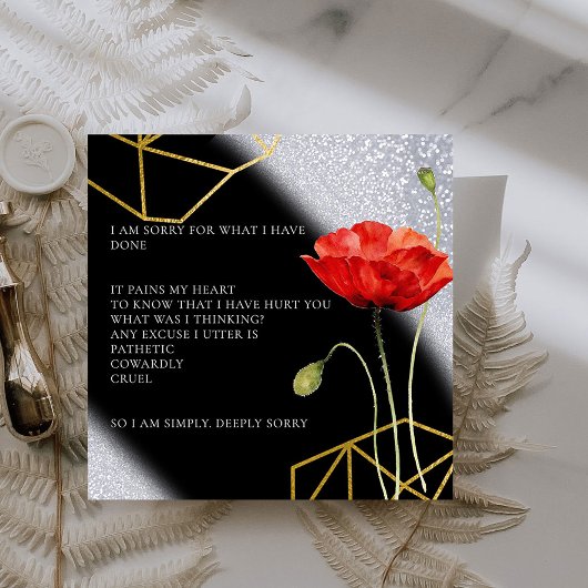 Glitzer Elegant Entschuldigung Karte
