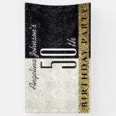 Glitzer Elegant Gold Black and White 50. Geburtsta Banner (Vertikal)