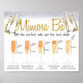 Glitzer Elegant Mimosa Bar Bridal Brunch Zeichen Poster (Vorne)