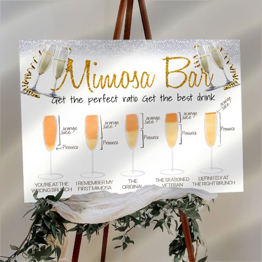 Glitzer Elegant Mimosa Bar Bridal Brunch Zeichen Poster