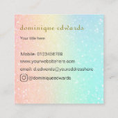 Glitzer Eleganter, moderner Goldkosmetikplatz Quadratische Visitenkarte (Rückseite)