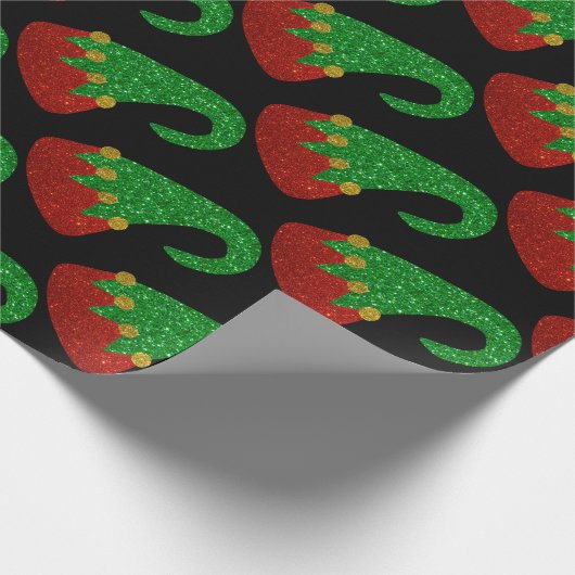 Glitzer Elf Hat Geschenkpapier (Ecke)