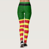 Glitzer Elf Weihnachts-Rot-Gelb Leggings (Rückseite)