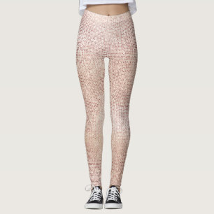 Glitzer-Elfenbein-Bürsten-Imitat-rosa Rosen-Gold Leggings