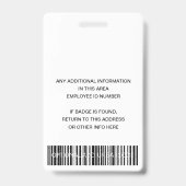 GLITZER-EMPLOYEE-FOTO BARCODE-NAME AUSWEIS (Rückseite)