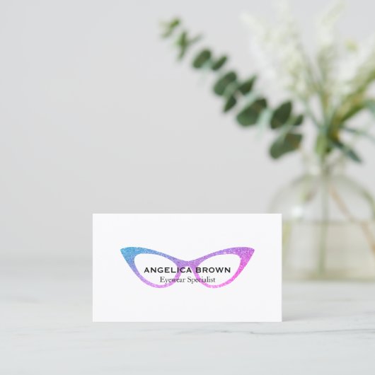 Glitzer Eye Glasses Business Card Visitenkarte (Stehend Vorderseite)