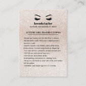 Glitzer Eyelash Browbar Aftercare Instruktionen Visitenkarte (Vorderseite)