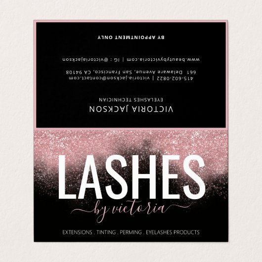 Glitzer Eyelashes Aftercare Loyalität Visitenkarten (Außenseite Aufgefaltet)