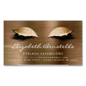 Glitzer Eyes Brushed Metal Lash Extensions Gold Magnetische Visitenkarte (Vorderseite)