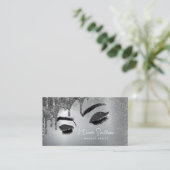 Glitzer Eyes Brushed Metal Makeup Artist Silver Visitenkarte (Stehend Vorderseite)