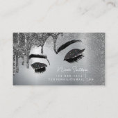Glitzer Eyes Brushed Metal Makeup Artist Silver Visitenkarte (Rückseite)