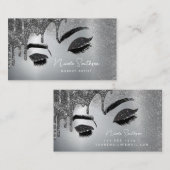 Glitzer Eyes Brushed Metal Makeup Artist Silver Visitenkarte (Vorne/Hinten)