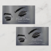 Glitzer Eyes Brushed Metal Makeup Artist Silver Visitenkarte (Vorne/Hinten)