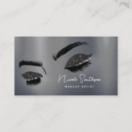 Glitzer Eyes Brushed Metal Makeup Artist Silver Visitenkarte
