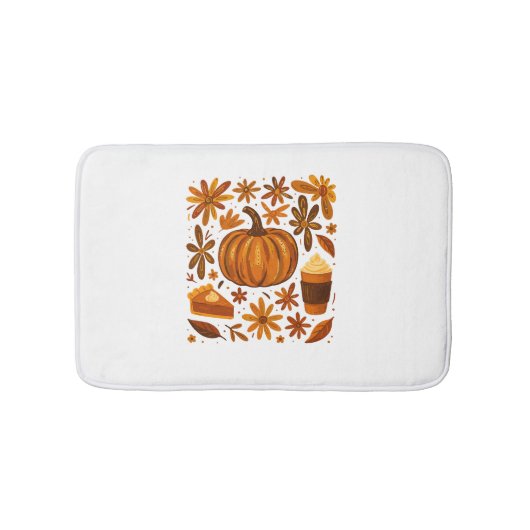 Glitzer Fall Floral Pumpkin Thankgiving Badematte (Vorderseite)