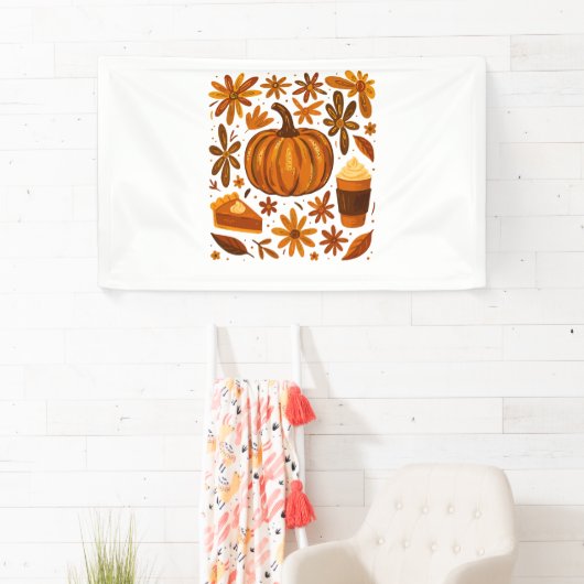 Glitzer Fall Floral Pumpkin Thankgiving Banner (Insitu)