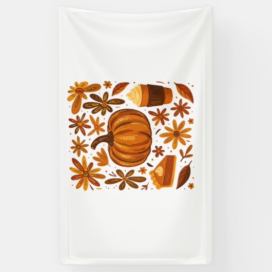 Glitzer Fall Floral Pumpkin Thankgiving Banner (Vertikal)