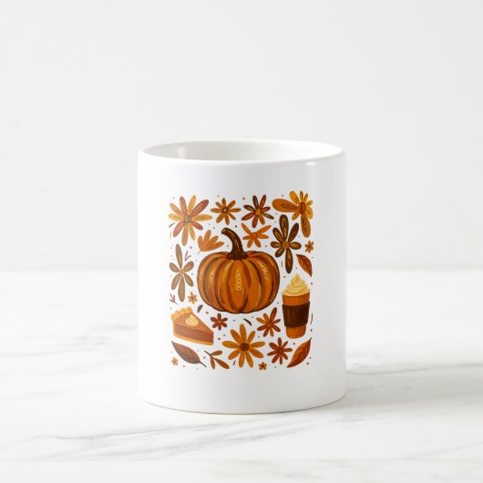 Glitzer Fall Floral Pumpkin Thankgiving Kaffeetasse (Mittel)