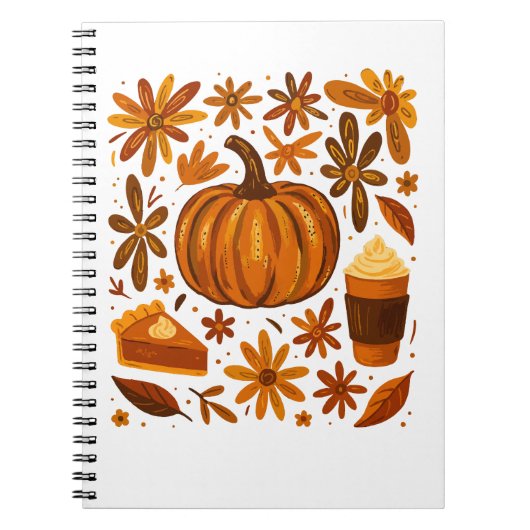 Glitzer Fall Floral Pumpkin Thankgiving Notizblock (Vorderseite)