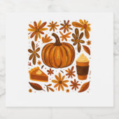 Glitzer Fall Floral Pumpkin Thankgiving Schaumweinetikett (Einzelnes Label)