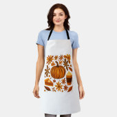 Glitzer Fall Floral Pumpkin Thankgiving Schürze (Getragen)
